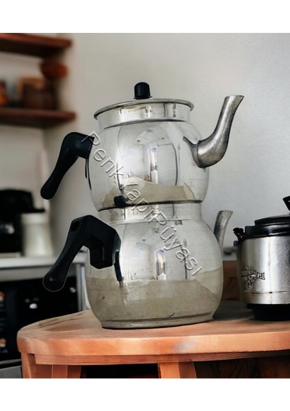 Gri Alüminyum Çaydanlık ve Demlik Seti, Şık ve Dayanıklı Tasarım modelleri