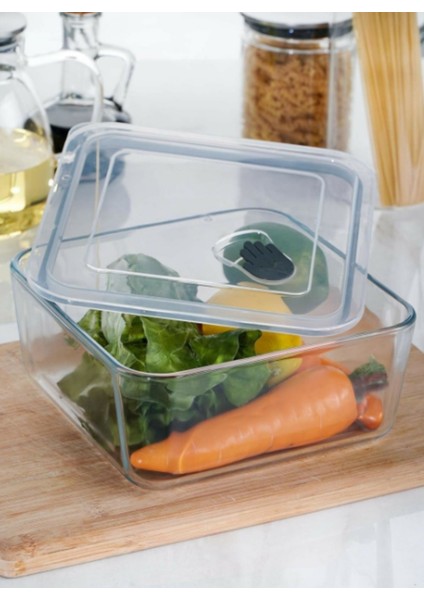 Turuncu Olivya Kare Vakumlu Saklama Kabı 2,7 Lt