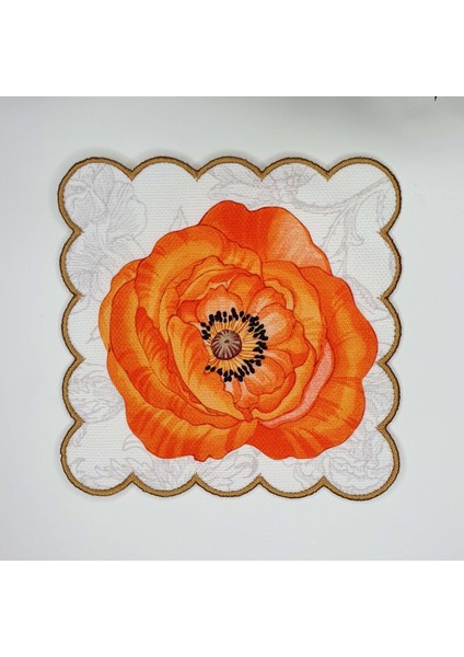 6 Adet Çok Renkli Gelincik Çiçeği Nakışlı Kokteyl Peçetesi fiyatları