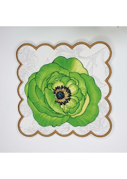 6 Adet Çok Renkli Gelincik Çiçeği Nakışlı Kokteyl Peçetesi