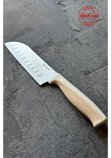Bej Microban Santoku Bıçak 13CM, Keskin ve Dayanıklı Mutfak Gereci