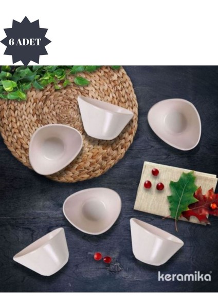 Mat Beyaz Seramik Çerezlik, 6’lı, 12 Cm, Şık ve Kullanışlı Tasarım