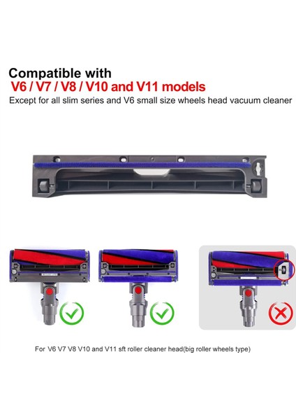 Dyson V6 V7 V8 V10 V11 Yumuşak Silindir Temizleyici Başlık Parçası Taban Plakası Için Yumuşak Peluş Şerit Taban Tekerlekleri Takımı Yedek Parçası (Yurt Dışından) modelleri