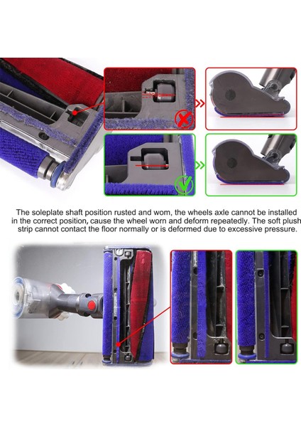 Dyson V6 V7 V8 V10 V11 Yumuşak Silindir Temizleyici Başlık Parçası Taban Plakası Için Yumuşak Peluş Şerit Taban Tekerlekleri Takımı Yedek Parçası (Yurt Dışından) indirimleri