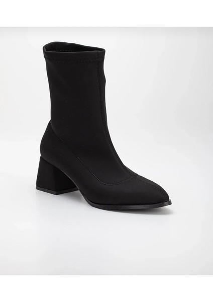 Siyah Dalgıç Kumaş Su Geçirmez Esnek Yanı Fermuarlı Kalın Topuklu Bot fiyatları