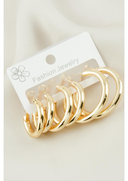 Wizard 6 Adet Kalın Boru Halka Küpe 2-2,5-3 Cm-Sarı fiyatları