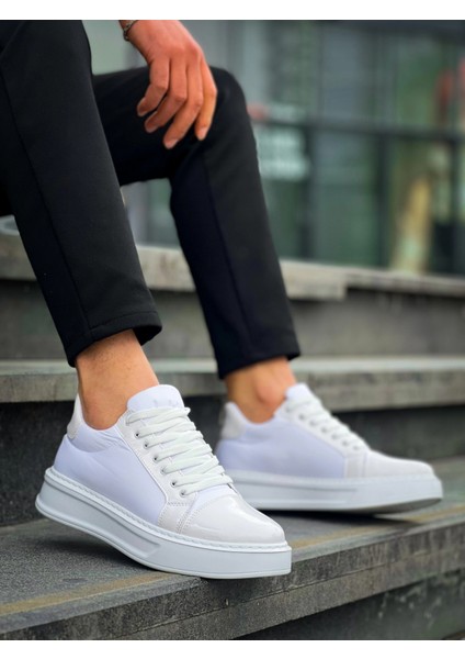 KB-X46 Kuback Beyaz Rugan Yüksek Beyaz Taban Günlük Spor Ayakkabı