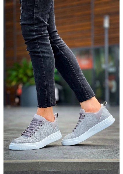 KB-X204 Kuback Gri Keten Beyaz Yüksek Taban Günlük Erkek Spor Ayakkabı indirimleri