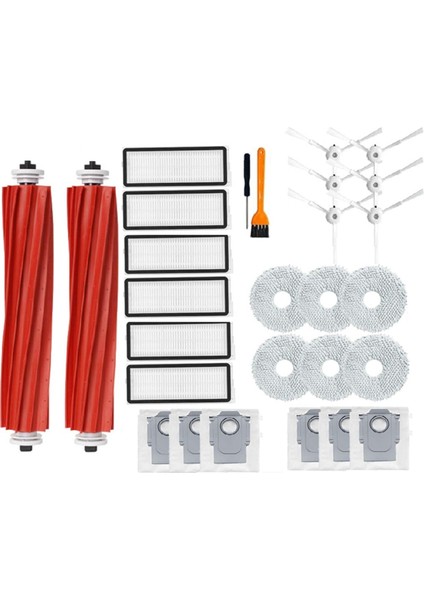 Roborock Qrevo Için 28 Pcs Maxv / Qrevo S / Qrevo Pro Vakum Aksesuarları Ana Yan Fırça Filtre Mop Pad Toz Torbaları Parçalar (Yurt Dışından)