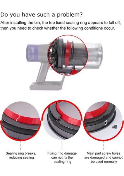 2x Dyson V11 SV14 SV15 Vakum Temizleyici Toz Kutusu Üst Sabit Sızdırmazlık Halkası Değiştirme Bağlantı Yedek Parça Aksesuarları (Yurt Dışından) indirimleri