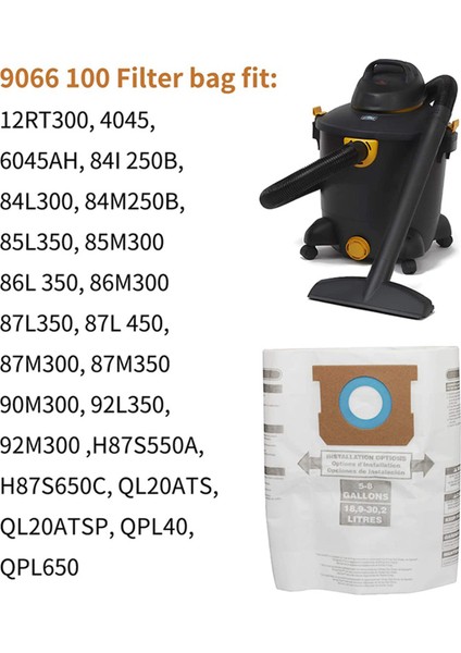 10PC Yedek Islak/kuru Vakum Torbaları Mağaza-Vac Rıdgıd Için Toz Çantaları 5-8 Galon Vakum Süpürücü 9066100 90661 906-61 (Yurt Dışından) modelleri