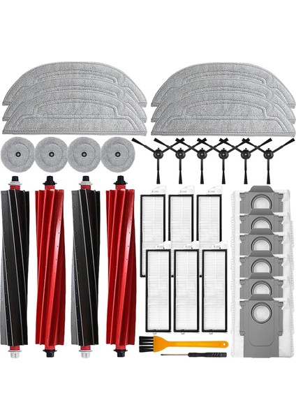 Roborock Için 34 Pc S8 Maxv Ultra Robot Vakum Parçaları Silindir Yan Fırçalar Filtreler Mop Kumaşları Toz Çanta Aksesuarları Kiti (Yurt Dışından)