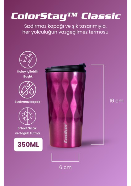 Colorstay™ Classic 350 ml Paslanmaz Çelik Termos | Çift Kat Vakumlu, 6 Saat Sıcak – 6 Saat Soğuk, Sızdırmaz Kapak