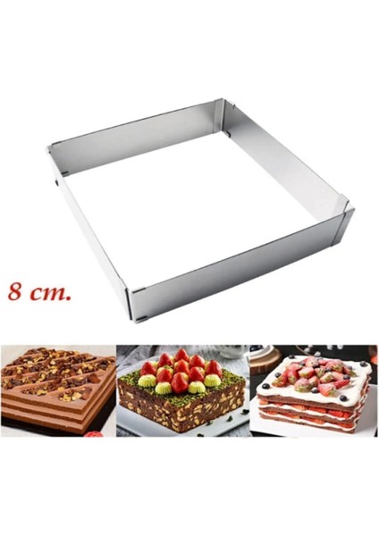 Çelik Spatula ve Kazıyıcı, Ayarlanabilir, 8 cm Kare Kek Kalıbı, Gri fırsatları