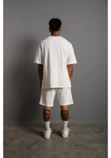 Erkek alev Baskılı Ikili Şortlu Takım - Beyaz fiyatları