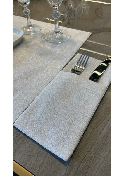 Parlak Gümüş Simli Beyaz Kaşıklık Seti 6’lı, Şık ve Zarif Tasarım fırsatları