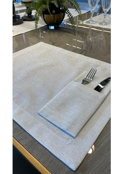 Parlak Gümüş Simli Beyaz Kaşıklık Seti 6’lı, Şık ve Zarif Tasarım