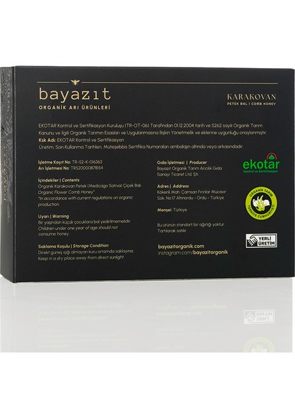 Bayazıt Organik Karakovan Petek Bal(Bingöl Karlıova) 400 gr