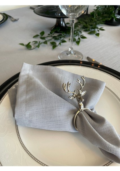 Keten Dokulu Gri Peçete, 6'lı Paket, Şık ve Dayanıklı Tasarım