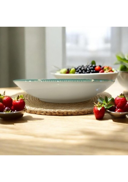 6'lı Porselen Çukur Yemek Tabağı, 19 Cm, Yeşil, El Yapımı, Şık ve Dayanıklı Tasarım fiyatları