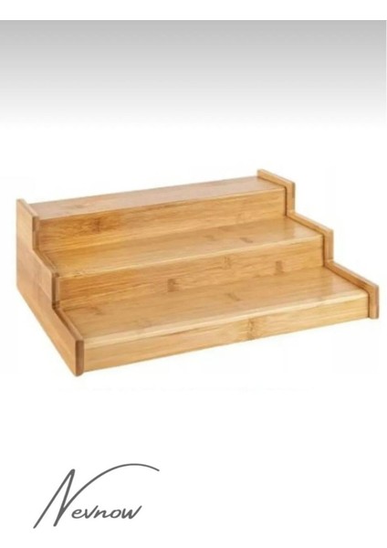 3 Katlı Bambu Baharatlık Düzenleyici, Şık ve Pratik Saklama Çözümü