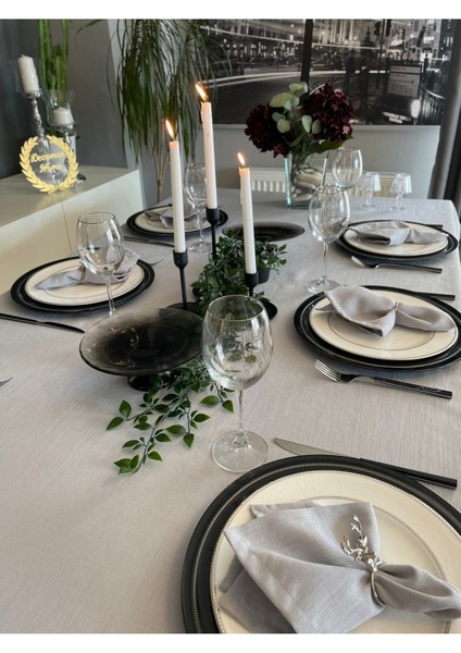 Keten Dokulu Gri Peçete, 6'lı Paket, Şık ve Dayanıklı Tasarım modelleri