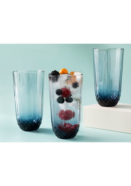3'lü Cam Meşrubat Bardağı Seti, 345 Ml, Şık Lacivert Renk