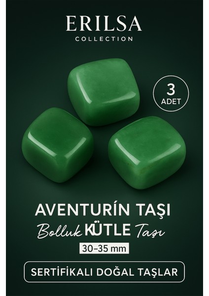 Sertifikalı Aventurin Taşı Kütle (3 Adetli) – Bolluk ve Bereket Taşı 30-35 mm