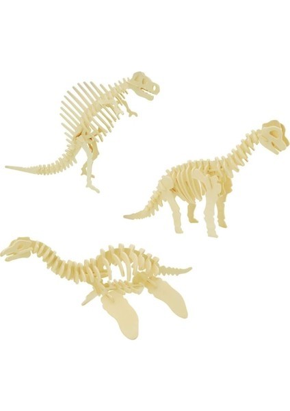 Fsfyb 3D Ahşap El Sanatları Yapboz - 3 Parça Set Ahşap Dinozor Iskeleti Modeli Yapboz - Dıy Ahşap Mo (Yurt Dışından)