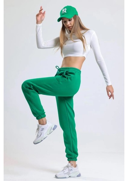 3 Iplik Şardonlu Paça Lastikli Eşofman Yeşil IS001