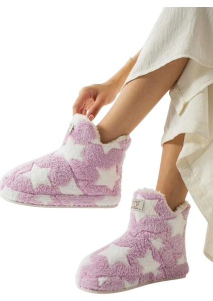 Kadın Panduf Ev Ayakkabısı Ev Botu Kalın Hafif Taban Lila fırsatları