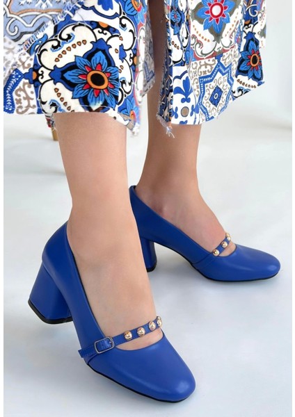 Tino Mavi Cilt Topuklu Ayakkabı modelleri