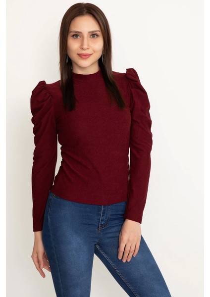 Prenses Kol Bluz Bordo W3125