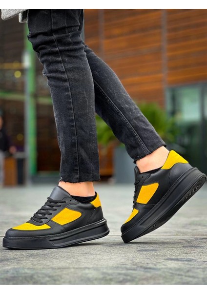 Kb-X8 Kuback Siyah Sarı Cilt Yüksek Taban Günlük Spor Ayakkabı fiyatları