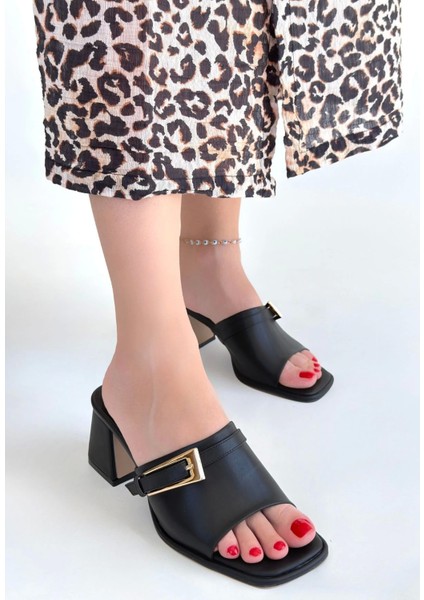 Ziva Siyah Cilt Topuklu Terlik fiyatları