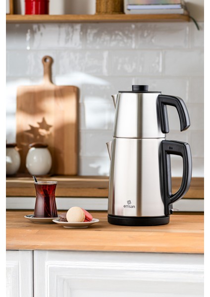 Gri Inox Çay Makinesi, Şık ve Pratik Çay Hazırlama Cihazı