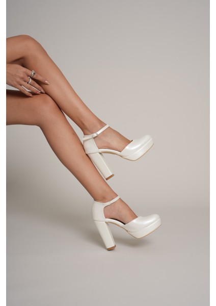 Sedef Bilekten Bağlamalı Burnu Kapalı Koşma Garantili Platform Topuklu Gelin Ayakkabısı fiyatları