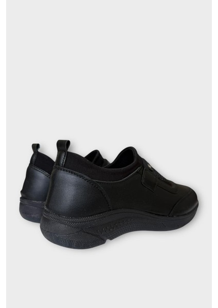Kadın Ortopedik Comfort Taban Lastik Detay Günlük Ayakkabı Siyah - Gümüş indirimleri