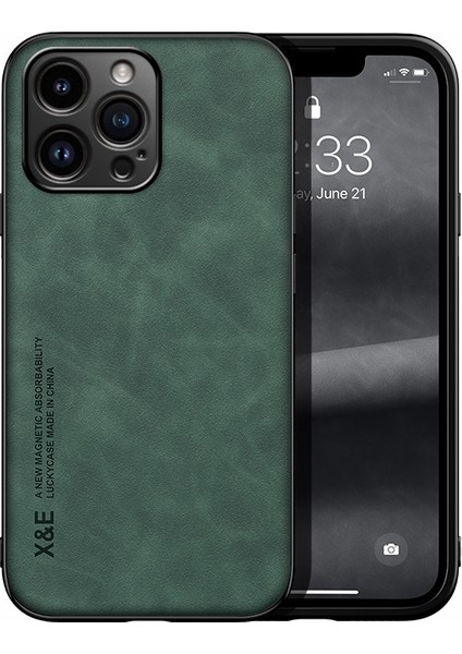 iPhone 15 Pro Max Için Manyetik Deri Arka Telefon Kılıfı (Yurt Dışından)