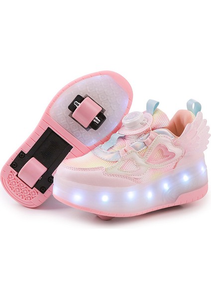 Mkjınmeı Tekerlekli USB Şarjlı LED Işıklı Paten Ayakkabı (Yurt Dışından)