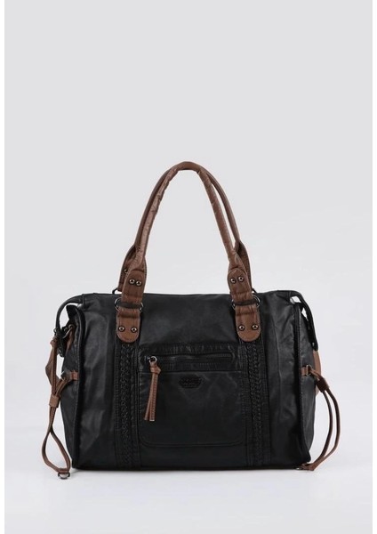 Muert Siyah Cilt Omuz Askılı El Çantası