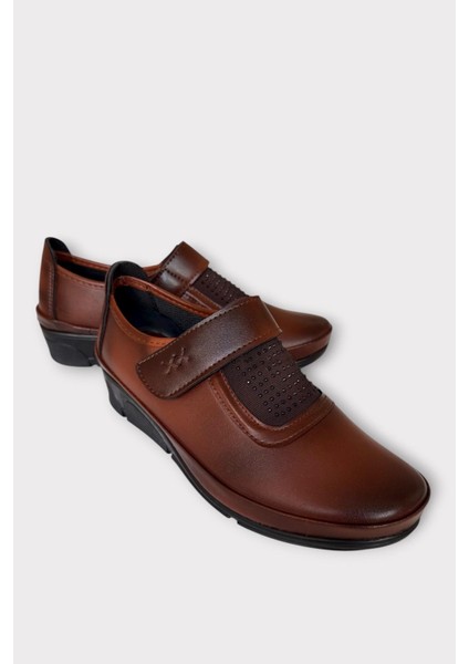 Cırtlı Ortopedik Anne Kadın Casual Ayakkabı Taba - Gümüş fiyatları