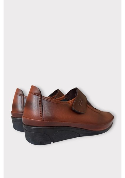 Cırtlı Ortopedik Anne Kadın Casual Ayakkabı Taba - Gümüş indirimleri