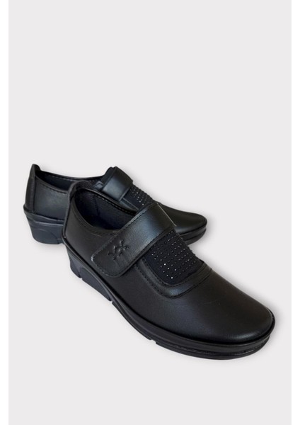 Cırtlı Ortopedik Anne Kadın Casual Ayakkabı Siyah - Gümüş fiyatları