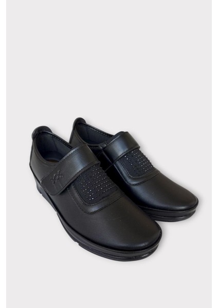 Cırtlı Ortopedik Anne Kadın Casual Ayakkabı Siyah - Gümüş fırsatları