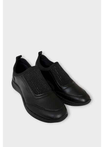 Kadın Ortopedik Comfort Taban Lastik Detay Günlük Ayakkabı Siyah Füme fırsatları