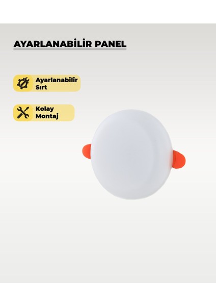 9W Sıva Altı Ayarlanabilir LED Panel Armatür Beyaz Işık - 2 Adet