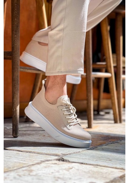 KB-116 Kuback Bej Bağcıklı Triko Günlük Erkek Ayakkabı