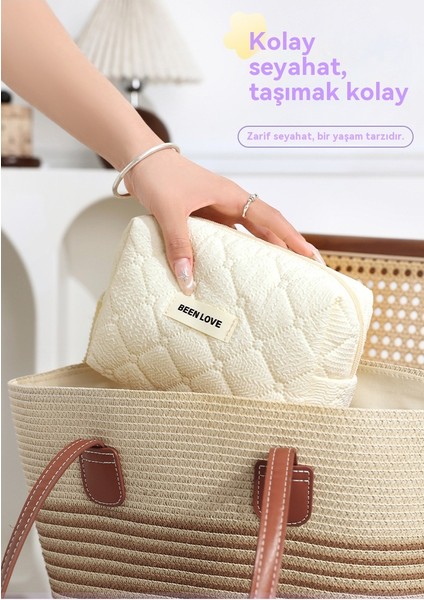 Yeni Desen Sekizgen Kozmetik Saklama Çantası Seyahat El Saklama Çantası Katı Renkli Kozmetik Çantası Büyük Kapasiteli Üst Düzey Hissi (Yurt Dışından)