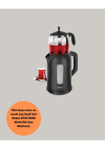 0,9 L Cam Demlik ve 1,7 L Su Haznesi ile Çay Keyfi modelleri